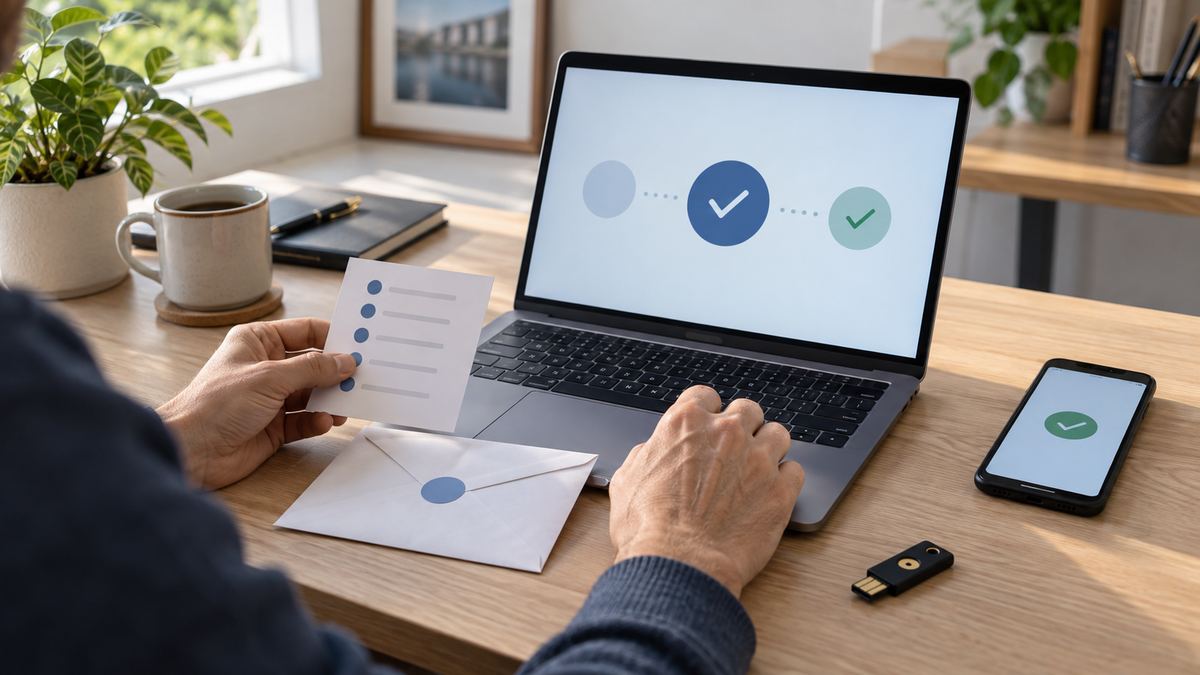 Récupération sécurisée d’un compte avec un ordinateur et des codes de secours conservés sur papier