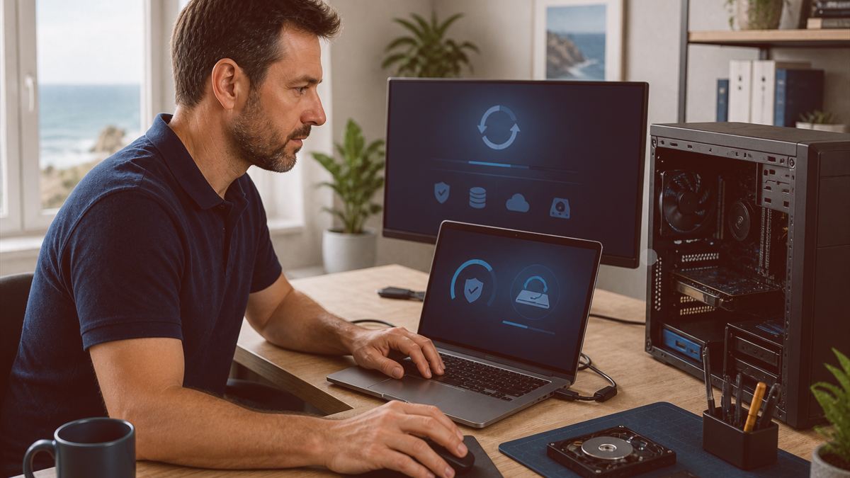 Technicien analysant une boucle de récupération sur un ordinateur Windows