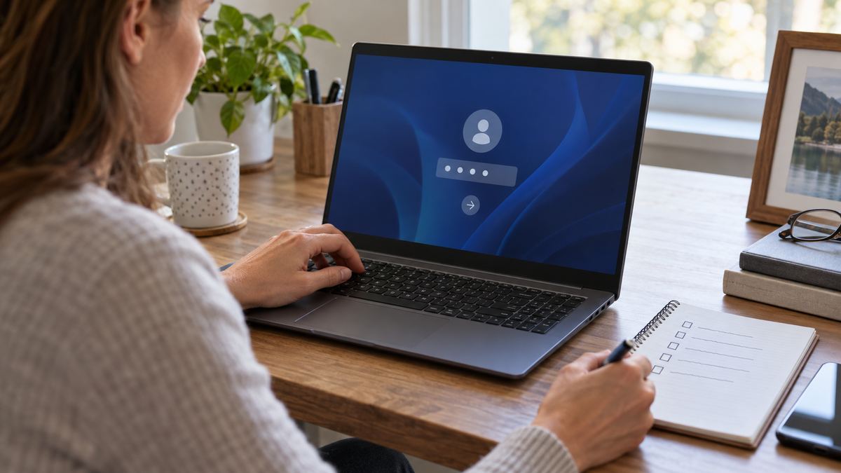Écran de connexion Windows générique pendant la récupération sécurisée d’un code PIN